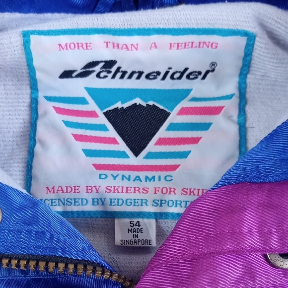 Vintage 80s 90s Schneider Blue/Purple Ski Jacket ENTRANT - Picture 2 of 15